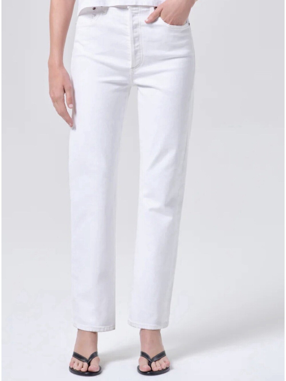 AGOLDE 90'S PINCH WAIST HIGH RISE STRAIGHT White Jeans MARSHMALLOW $228